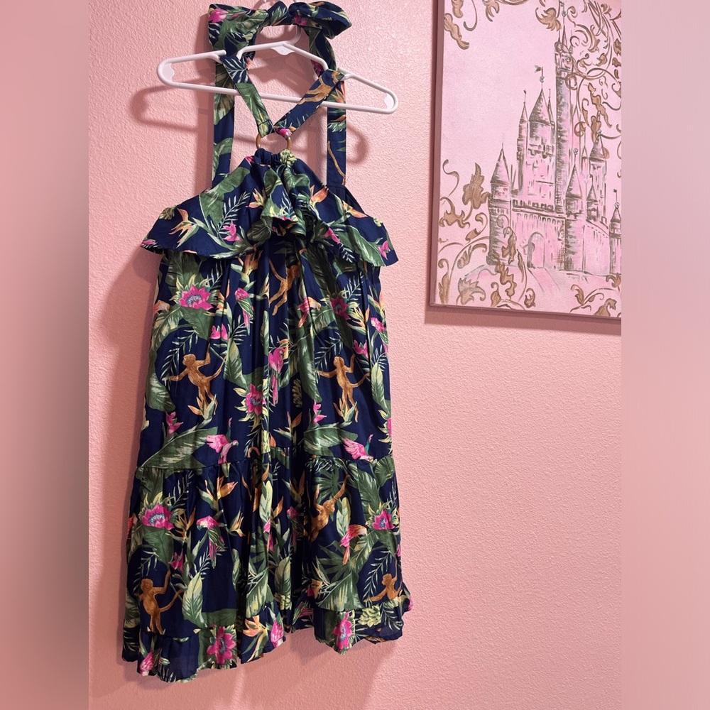 Janie and Jack tropical dress with matching headband size 7 NWOT